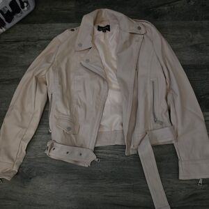 Like New Express beige women's leather jacket size medium